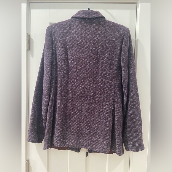 Wool blend Zipup Blazer Coat HW New York Womens Coat Plum and Gray NWT Size 12 - Picture 2 of 15
